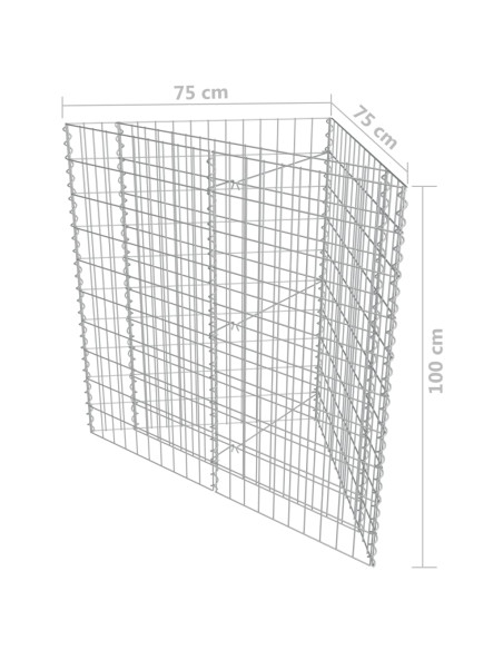 Gabbione Letto Rialzato in Acciaio Zincato 75x75x100 cm