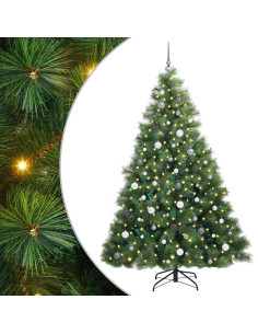 Albero di Natale artificiale con 300 LED Verde 210 cm PE e PVC 2