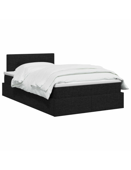 Letto con contenitore e materasso Nero 120 x 200 cm Velluto