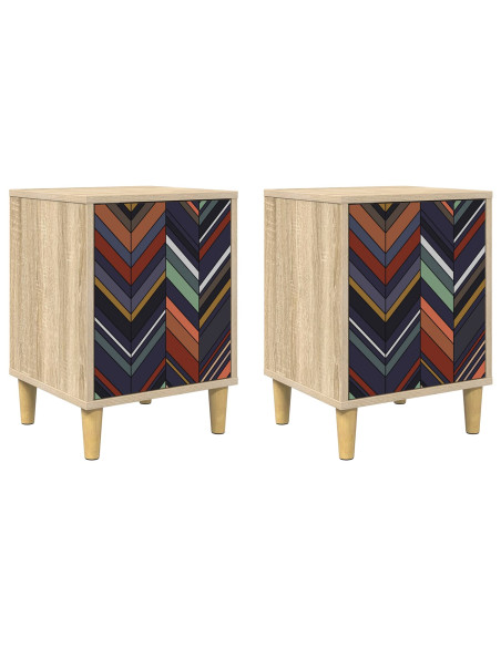 Armadio da Notte OMMEN 2 pz Rovere Sonoma 36 x 33 x 50 cm