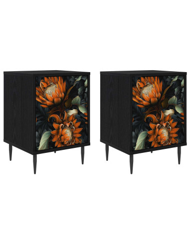 Armadio da Notte LOCHEM 2 pz Rovere Nero 36 x 33 x 51 cm