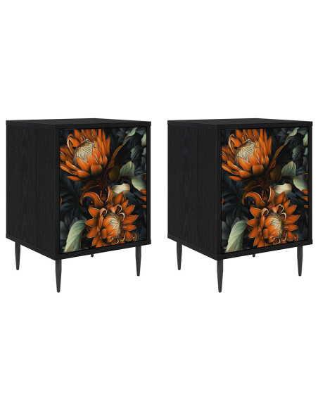 Armadio da Notte LOCHEM 2 pz Rovere Nero 36 x 33 x 51 cm