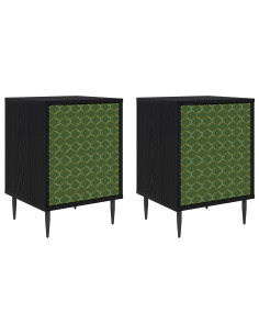 Armadio da Notte GELEEN 2 pz Rovere Nero 36 x 33 x 51 cm 2