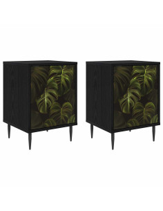 Armadio da Notte ELBURG 2 pz Rovere Nero 36 x 33 x 51 cm 2