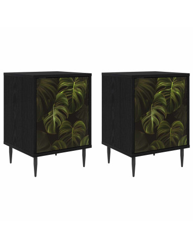 Armadio da Notte ELBURG 2 pz Rovere Nero 36 x 33 x 51 cm