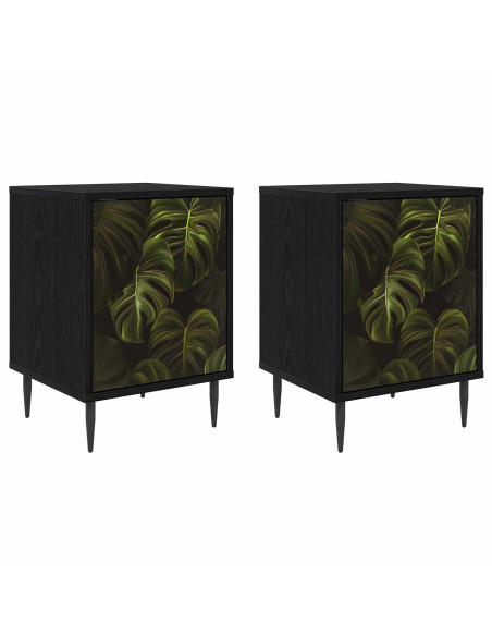 Armadio da Notte ELBURG 2 pz Rovere Nero 36 x 33 x 51 cm