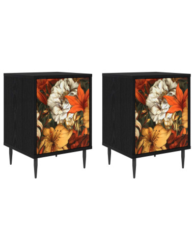 Armadio da Notte GENNEP 2 pz Rovere Nero 36 x 33 x 51 cm