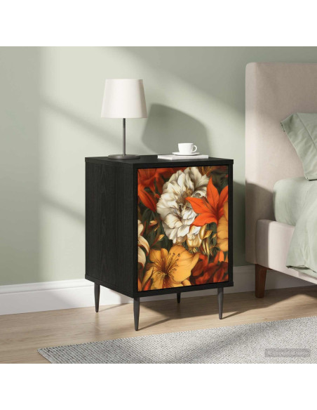 Armadio da Notte GENNEP 2 pz Rovere Nero 36 x 33 x 51 cm
