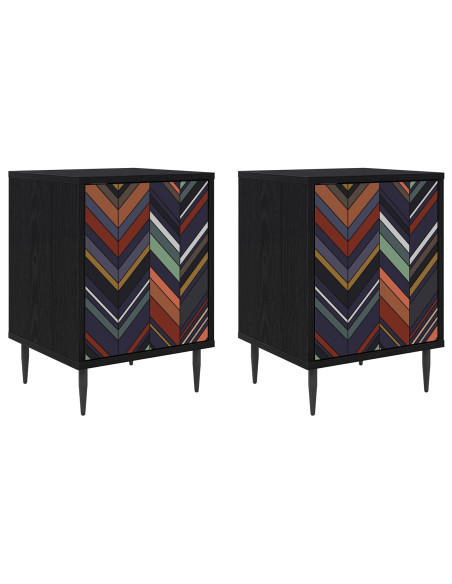 Armadio da Notte OMMEN 2 pz Rovere Nero 36 x 33 x 51 cm