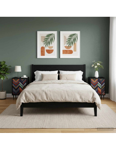 Armadio da Notte OMMEN 2 pz Rovere Nero 36 x 33 x 51 cm