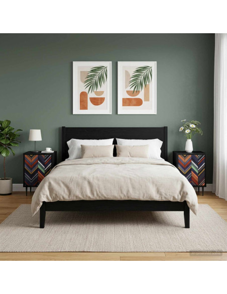 Armadio da Notte OMMEN 2 pz Rovere Nero 36 x 33 x 51 cm