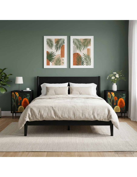 Armadio da Notte ZAANDAM 2 pz Rovere Nero 36 x 33 x 51 cm
