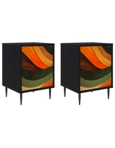Armadio da Notte BONN 2 pz Rovere Nero 36 x 33 x 51 cm 2