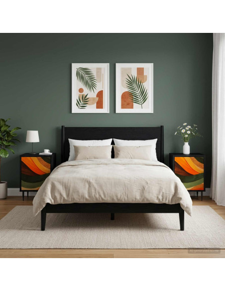 Armadio da Notte BONN 2 pz Rovere Nero 36 x 33 x 51 cm