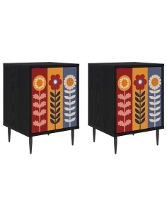 Armadio da Notte ESSEN 2 pz Rovere Nero 36 x 33 x 51 cm 2