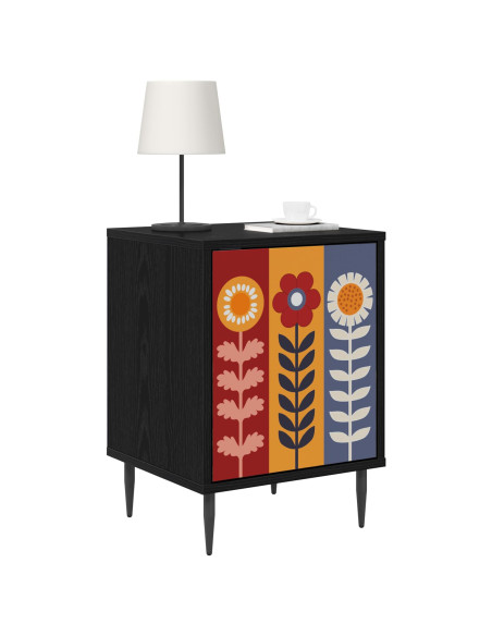 Armadio da Notte ESSEN 2 pz Rovere Nero 36 x 33 x 51 cm