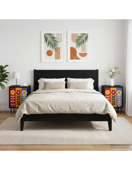 Armadio da Notte ESSEN 2 pz Rovere Nero 36 x 33 x 51 cm