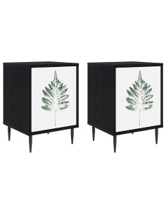 Armadio da Notte HANAU 2 pz Rovere Nero 36 x 33 x 51 cm 2