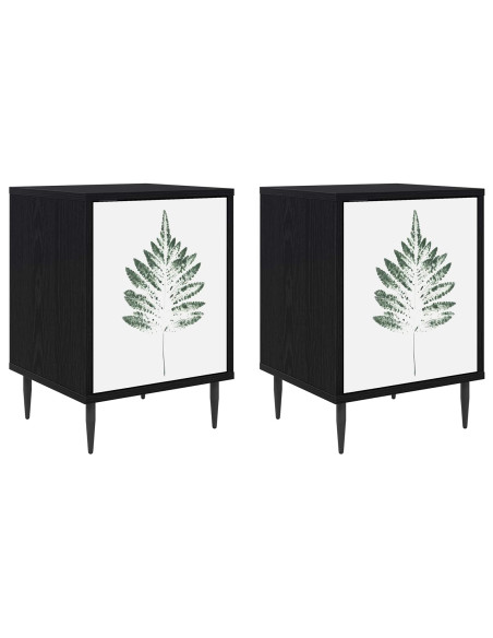 Armadio da Notte HANAU 2 pz Rovere Nero 36 x 33 x 51 cm