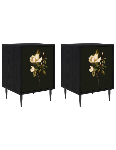 Armadio da Notte BREMEN 2 pz Rovere Nero 36 x 33 x 51 cm