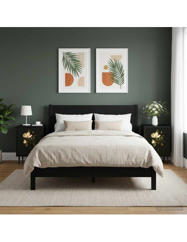 Armadio da Notte BREMEN 2 pz Rovere Nero 36 x 33 x 51 cm
