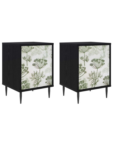 Armadio da Notte GOTHA 2 pz Rovere Nero 36 x 33 x 51 cm