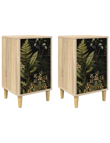 Armadio da Notte RHENEN 2 pz Rovere Sonoma 36 x 33 x 60 cm