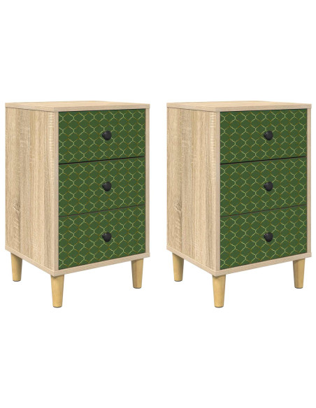 Armadio da Notte GELEEN 2 pz Rovere Sonoma 36 x 33 x 60 cm
