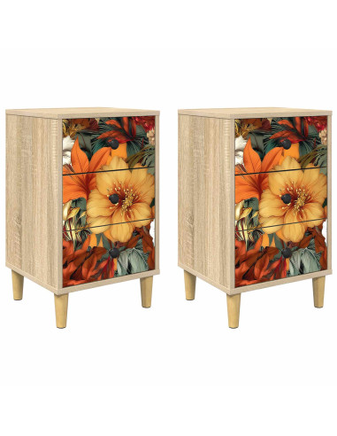 Armadio da Notte GENNEP 2 pz Rovere Sonoma 36 x 33 x 60 cm