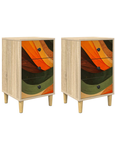Armadio da Notte ZAANDAM 2 pz Rovere Sonoma 36 x 33 x 60 cm