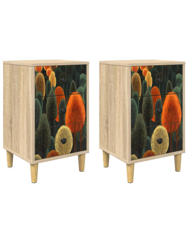Armadio da Notte BONN 2 pz Rovere Sonoma 36 x 33 x 60 cm