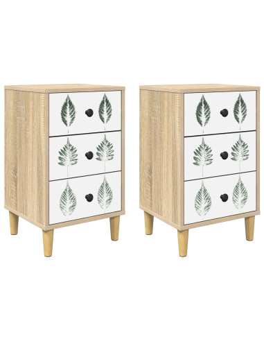 Armadio da Notte HANAU 2 pz Rovere Sonoma 36 x 33 x 60 cm