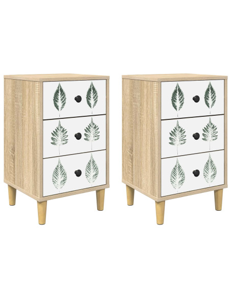 Armadio da Notte HANAU 2 pz Rovere Sonoma 36 x 33 x 60 cm
