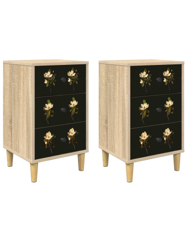 Armadio da Notte BREMEN 2 pz Rovere Sonoma 36 x 33 x 60 cm