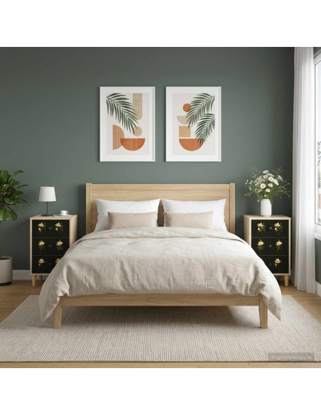Armadio da Notte BREMEN 2 pz Rovere Sonoma 36 x 33 x 60 cm