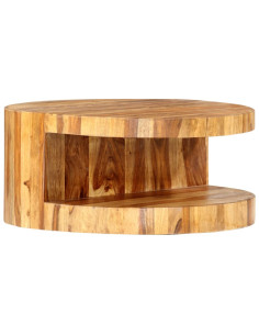Tavolino da Caffè Rotondo 65x30cm in Legno Massello di Sheesham