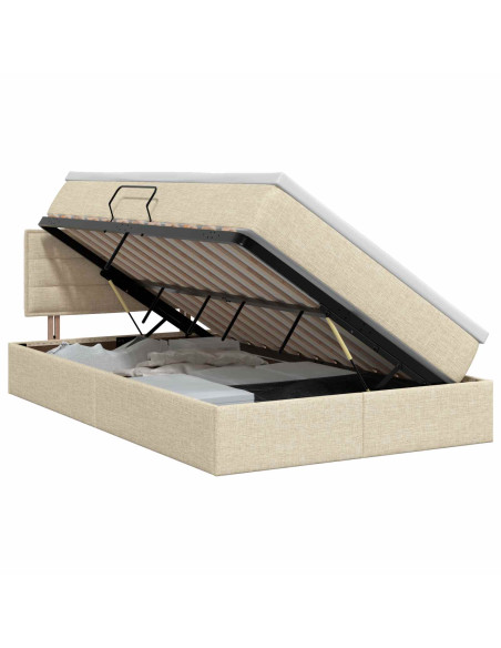 Letto con contenitore e materasso Crema 120 x 200 cm Velluto
