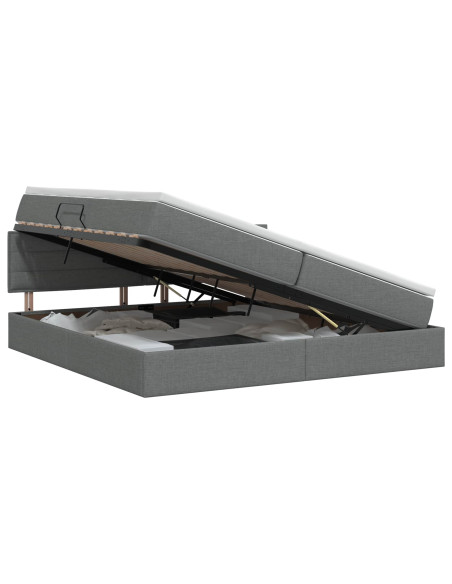 Letto con contenitore e materasso Grigio Scuro 200 x 200 cm