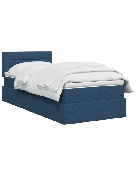 Letto con contenitore e materasso Blu 100 x 200 cm Velluto