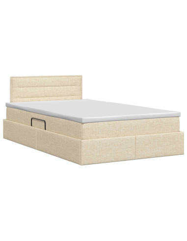 Letto con contenitore e materasso Crema 120 x 200 cm Velluto