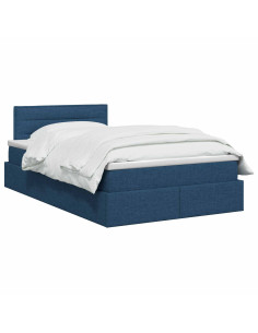 Letto con contenitore e materasso Blu 120 x 200 cm Velluto 2