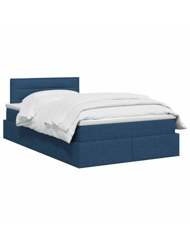Letto con contenitore e materasso Blu 120 x 200 cm Velluto