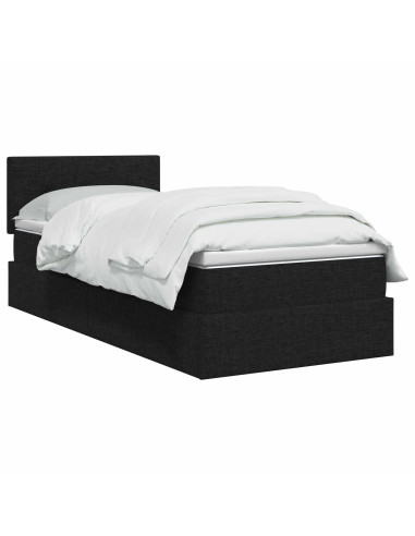 Letto con contenitore e materasso Nero 90 x 200 cm Velluto
