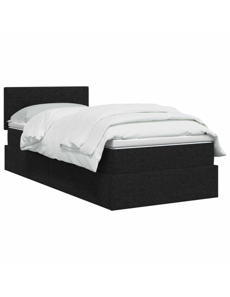Letto con contenitore e materasso Nero 90 x 200 cm Velluto