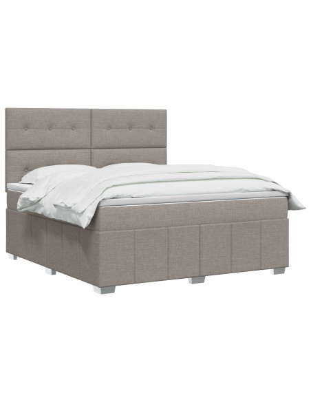 Letto Box Spring LED con Materasso Tortora 160 x 200 cm Tessuto