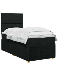 Letto Box Spring LED con Materasso Nero 100 x 200 cm Tessuto 2