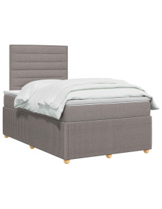 Letto Box Spring LED con Materasso Tortora 120 x 200 cm Tessuto 2