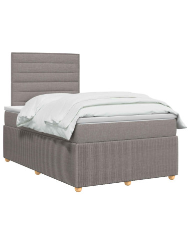Letto Box Spring LED con Materasso Tortora 120 x 200 cm Tessuto