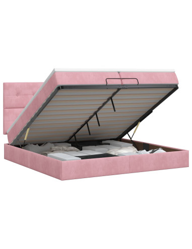 Letto ottomano con materasso Rosa 200 x 200 cm Velluto