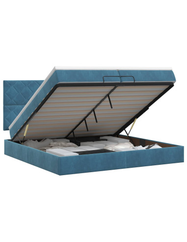 Letto ottomano con materasso Blu Scuro 200 x 200 cm Velluto
